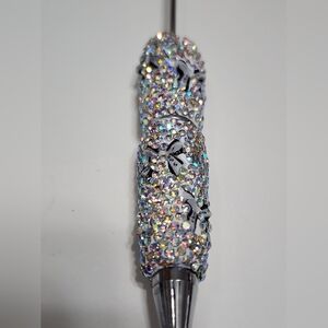 Rhinestone Beadable Pen Silver with Bows Black White Beaded Pen‎ Crafts DIY Bead
